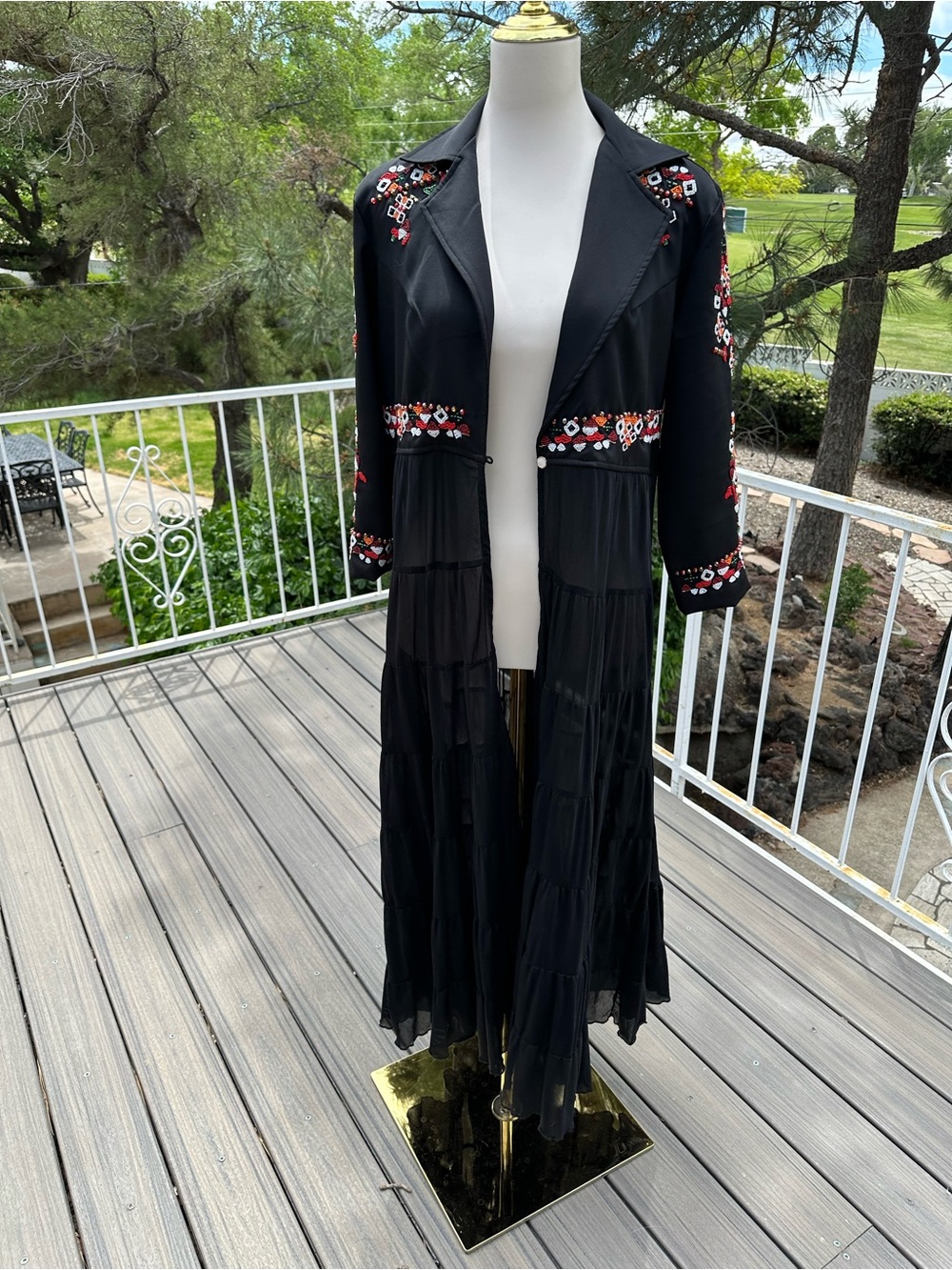 Vintage Collection Black Embroidered Duster with beaded accents